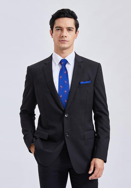 Ties for Men Classic Animal Tie and Pocket Square Set Jacquard Woven Silk Neckties Handkerchief Wedding Party