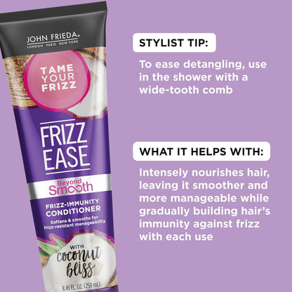 Frizz Ease beyond Smooth Frizz-Immunity Conditioner, 8.45 Ounces, Anti-Humidity Conditioner, Prevents Frizz, with Pure Coconut Oil