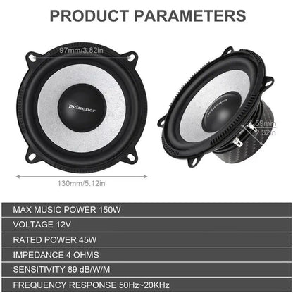 5 Inch 150W Car Component Speaker System 13Cm Vehicle Door Auto Audio Stereo Speakers Set Hifi with Tweeter Crossover