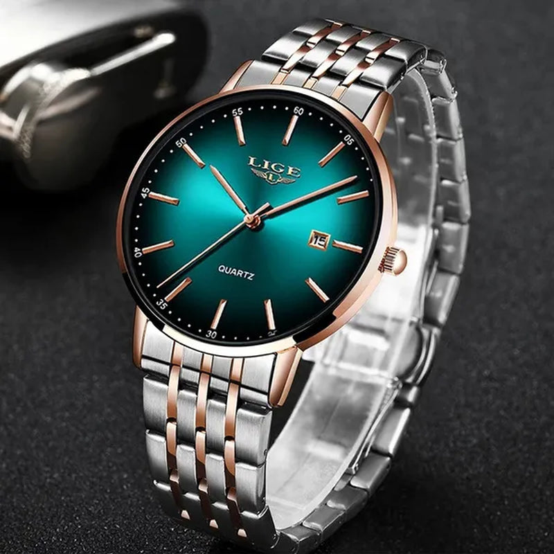 LIGE Luxury Ladies Watch Waterproof Rose Gold Steel Strap Women Wrist Watches Top Brand Bracelet Clocks Montre Femme