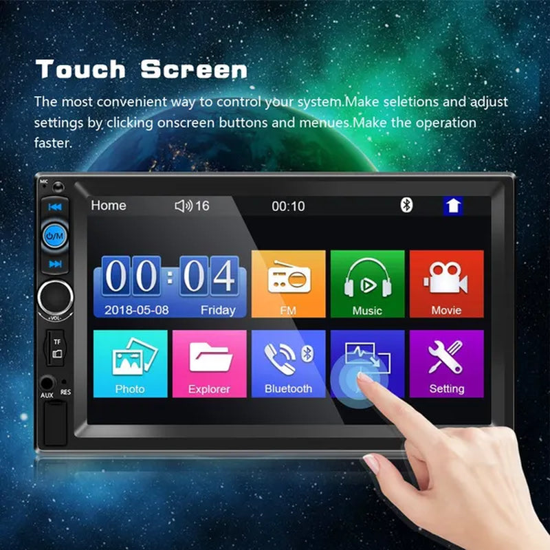 NEW Upgrade 2Din 7" HD Autoradio Bluetooth Car MP5 Player Car Radio Build-In FM AUX USB SD Function Support Mirror Link + Backup Camera(Optional)