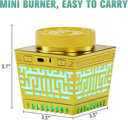 Quran Speaker & Mini Incense Burner Bakhoor,Remote Control with 114 Quran Chapters, Multicolor Changing Bluetooth Speaker, Night Light MP3 Music Player with 18 Reciters and 17 Translations