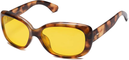 Vintage Square Sunglasses for Women Polarized UV Protection Havana Frame