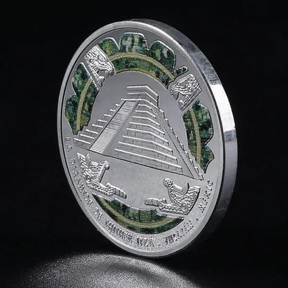 Painted Mayan Temple Replica Commemorative Coin Badge Crafts Souvenir
