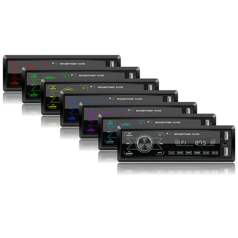 1DIN Touch Car Stereo 12V In-Dash Auto Radio Car MP3 Player Audio Music Stereo with Remote Control Fm/Bluetooth/Usb/Sd/Aux-In Colorful Lights +TF Card (Optional)