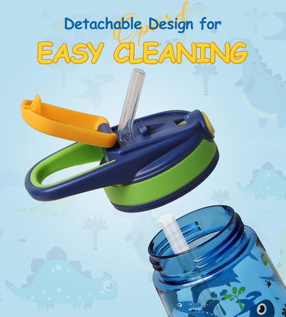 Kids Water Bottle, BPA Free Tritan 13.5Oz Water Bottle with Leakproof Lid, Straw & Carrying Loop for Toddlers