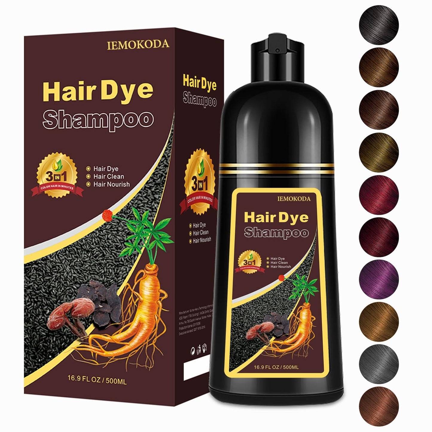 Hair Dye Shampoo 3 in 1, Dark Coffee Hair Dye 16.9 FL Oz, Dark Coffee Hair Shampoo, Semi-Permanent Hair Dye Shampoo, Lasts 30 Days Hair Color Shampoo (Dark Coffee)