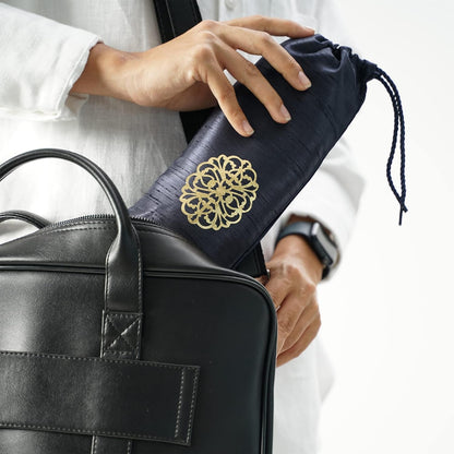 Prayer Rug - Muslim Prayer Rug - Prayer Mat Travel Bag and Prayer Beads - Muslim Gifts for Men Women and Kids (Darkblue 2