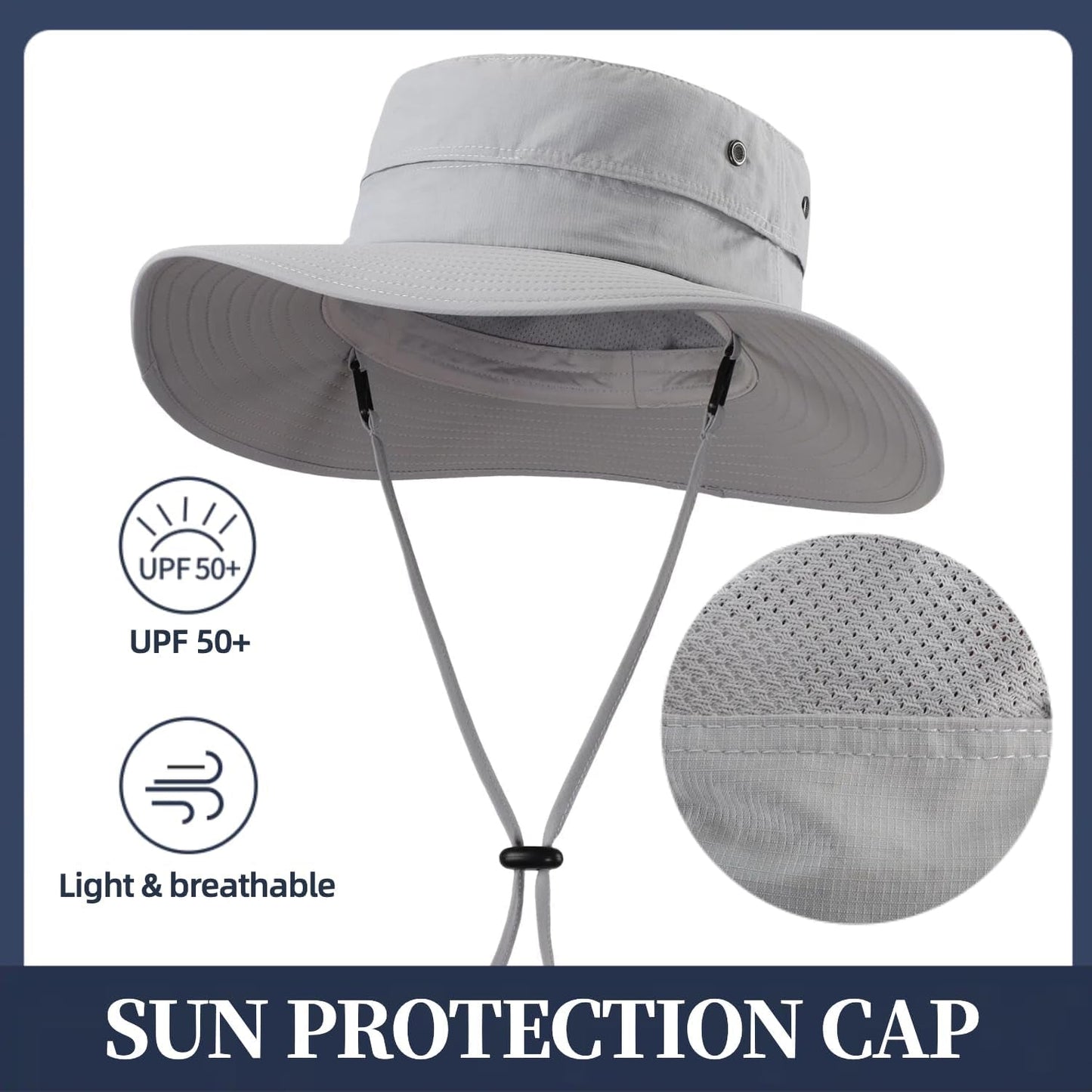 UPF50+ Mens Sun Hat Wide Brim Fishing Hat Sun Protection Hat for Mens Womens Bucket Hat for Beach Gardening Golf