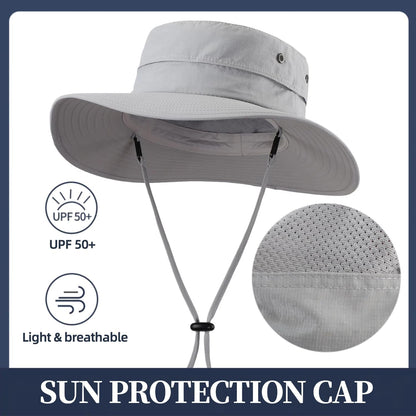 UPF50+ Mens Sun Hat Wide Brim Fishing Hat Sun Protection Hat for Mens Womens Bucket Hat for Beach Gardening Golf