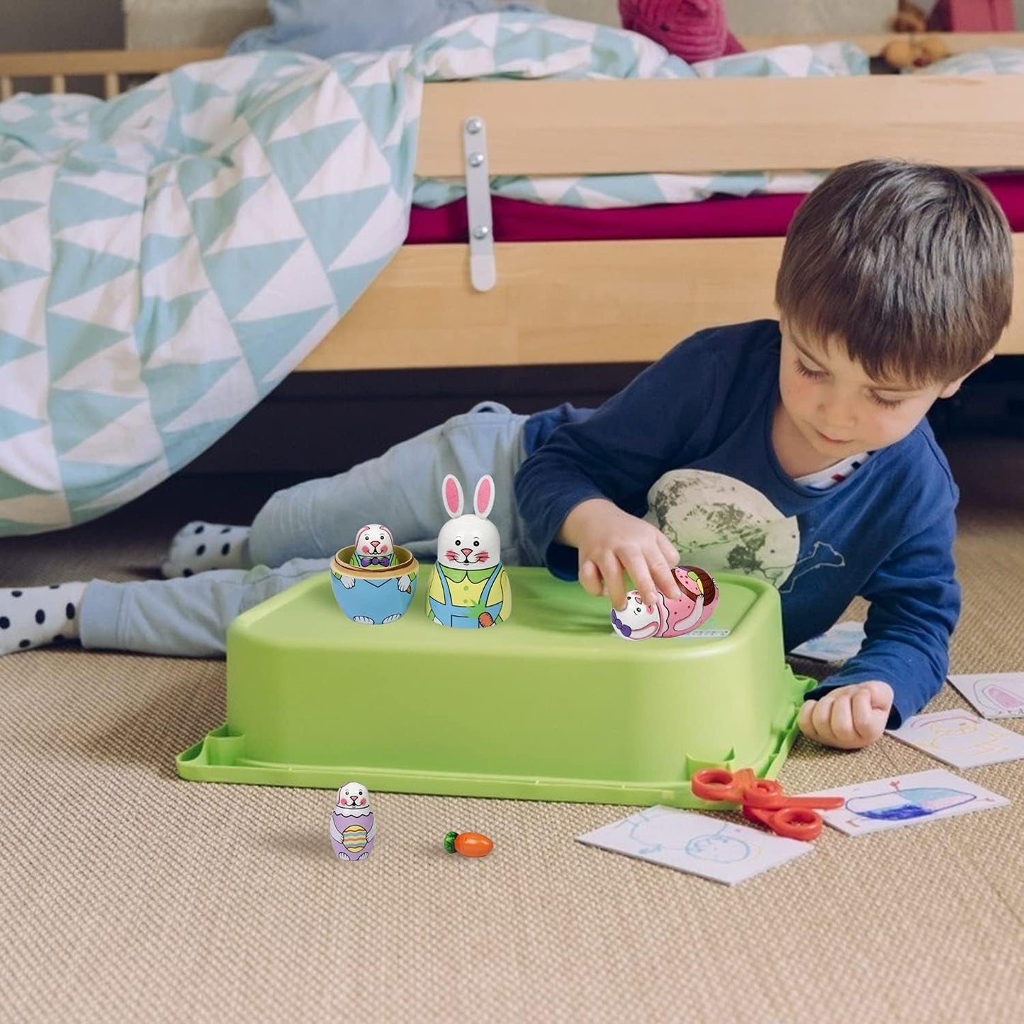 Nesting Dolls Russian Matryoshka Wood Stacking Nested Set for Kids Handmade Toys for Children Kids Christmas Birthday Decoration Halloween Wishing Gift