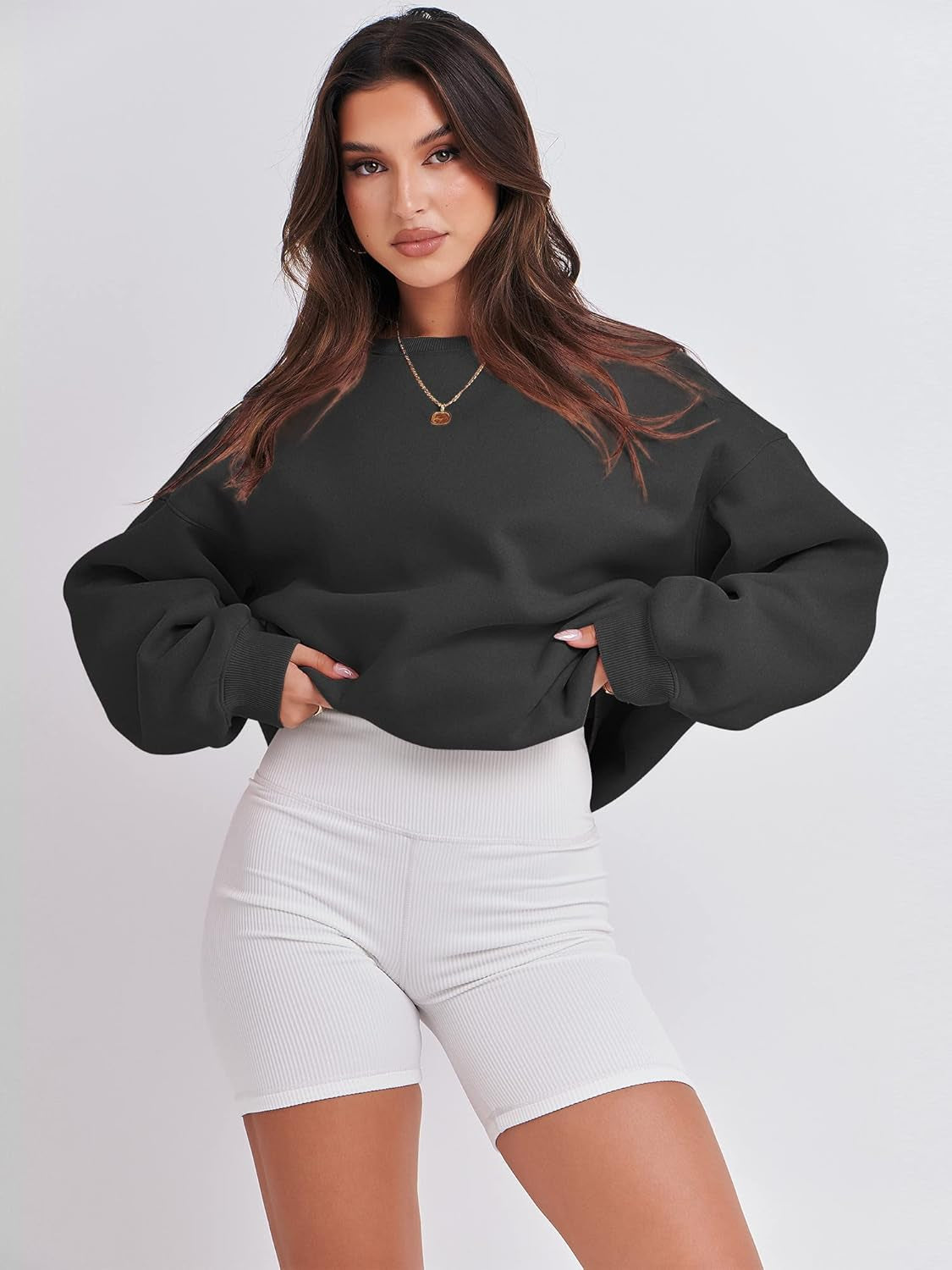 Women'S Sweatshirts Hoodies Crewneck Oversized Fleece Pullover Sweaters Cute Top Y2K Teen Girls Preppy Clothes 2024