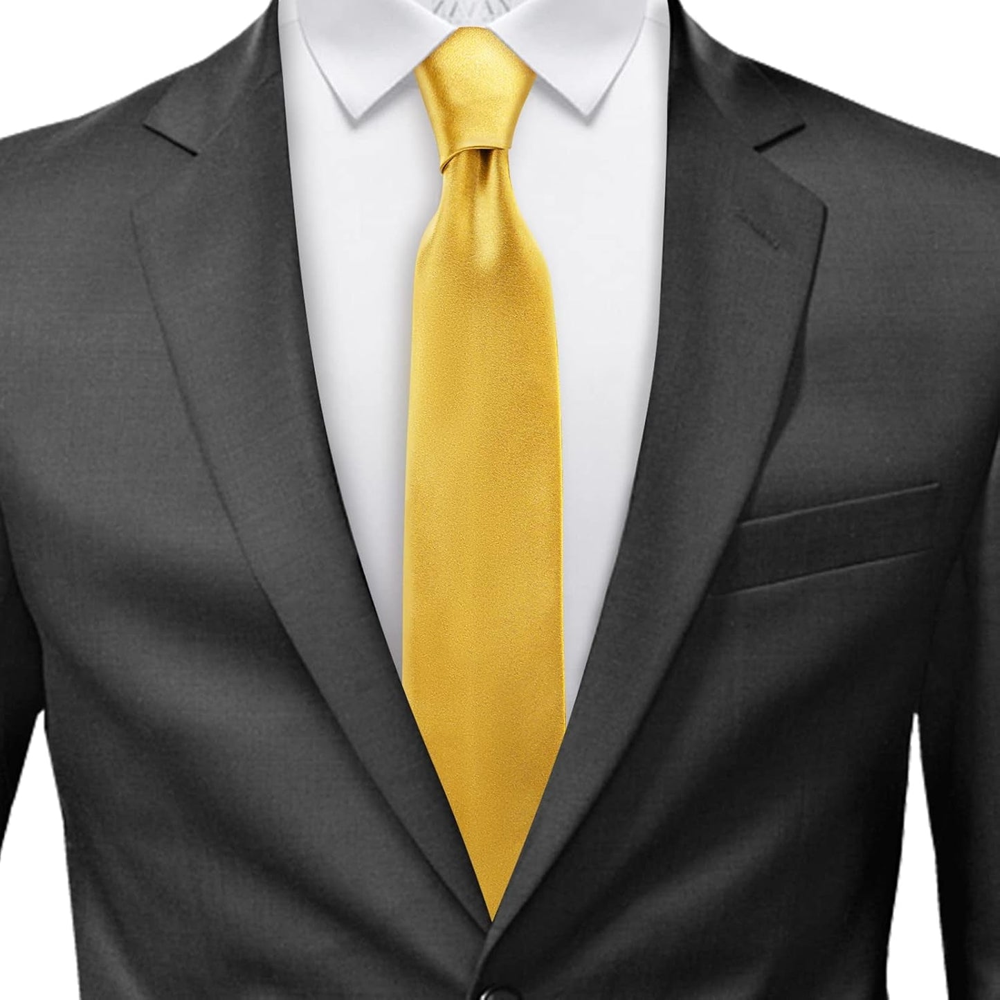 Solid Satin Tie Pure Color Necktie Mens Ties + Gift Box