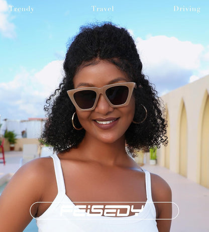 Vintage Square Cat Eye Sunglasses Women Trendy Cateye Sunglasses B2473