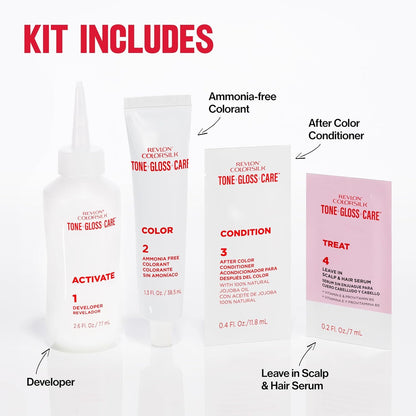 Colorsilk Tone + Gloss + Care Demi Permanent Hair Color, Dye Kit with Leave-In Scalp and Haircare Serum, 2X Shinier, 4X Stronger, 1 Black, 4.5 Fl Oz