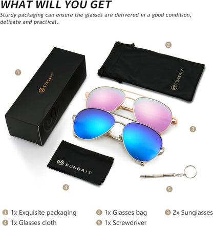 Women'S Lightweight Oversized Aviator Sunglasses - Mirrored Polarized Lens