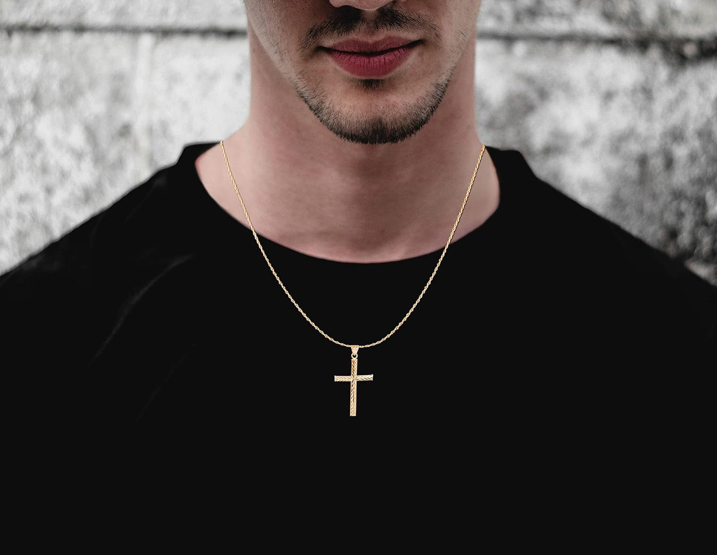 925 Sterling Silver Diamond Cut Cross Pendant Silver Rope Chain Necklace for Women & Men Religious Jewelry - Made in Italy Comes with a Gift Box