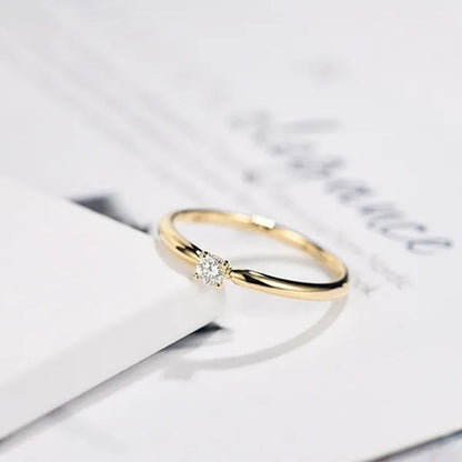 Women Fashion Cute 18k gold platedand 925 Sterling Silver Small Diamond Gemstone Rings Wedding Engagement Party Ring Jewelry