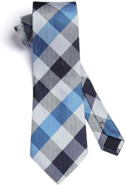 Ties for Men Formal Business Plaid Checked Mens Ties and Pocket Square Set Classic Wedding Necktie Handkerchief