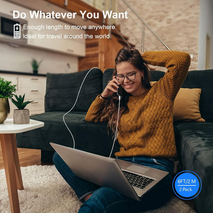 Iphone Charger,[Mfi Certified] 2Pack 6FT Lightning Cable Data Sync Charging Cords with 2Pack USB Wall Charger Travel Plug Adapter Compatible with Iphone 14/13/12/11/Mini/Xs/Max/Xr/X/8/7/Se