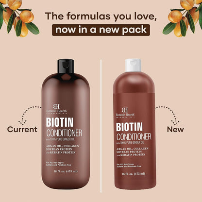 Biotin Conditioner with Ginger Oil & Keratin | for Hair Growth |With Turmeric Extract, Argan Oil, Tea Tree Oil & Vitamin E | Sulphate & Paraben Free | 16 Fl Oz