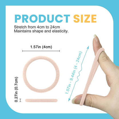 Soft Large Seamless Hair Ties, Gentle Stretch Nylon Ponytail Holder Bands for Thick Heavy Curly Hair, No Slip No Damage Scrunchies Headbands 100 Pcs (Light Blonde)