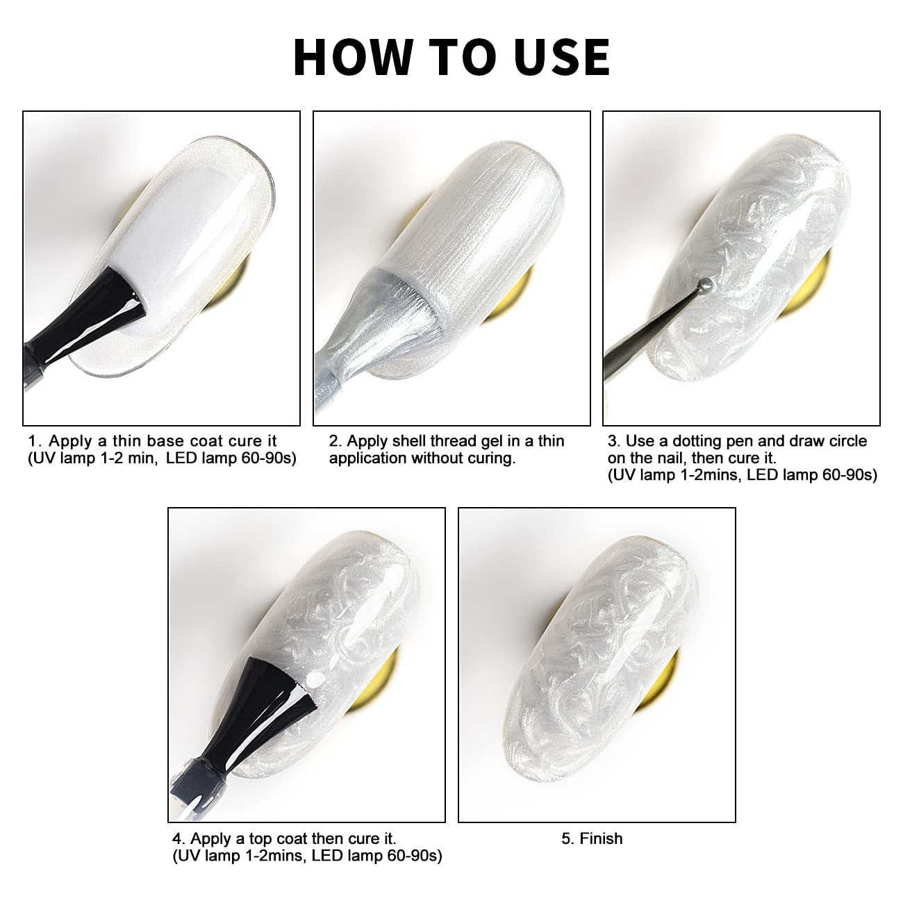 Pearlescent Gel Nail Polish Set Mermaid Dreams Iridescent Shell Glitter Gel Polish 6 Colors Pink Blue Green Purple Gold Shimmer Swirl Thread Effect Soak off LED UV Curing Requires Home Salon