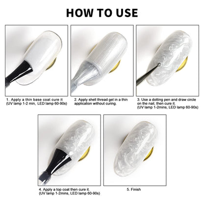 Pearlescent Gel Nail Polish Set Mermaid Dreams Iridescent Shell Glitter Gel Polish 6 Colors Pink Blue Green Purple Gold Shimmer Swirl Thread Effect Soak off LED UV Curing Requires Home Salon