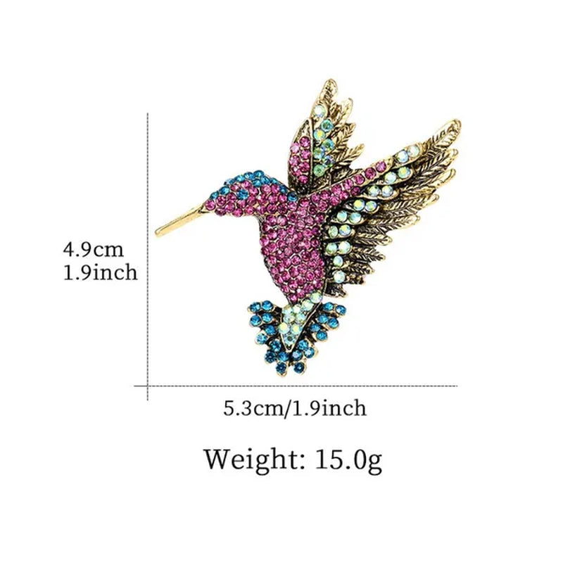 Cute colorful diamond hummingbird brooch silk scarf buckle accessories animal bird brooches party gift