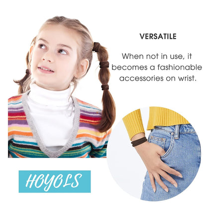 Soft Seamless Hair Ties, Dark Brown Stretch Elastic Ponytail Holders Bands for Women Thick Hair No Slip and Pull No Damage Scrunchies Headbands 100 Pcs (Espresso)