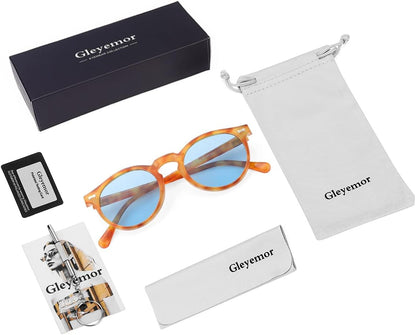 Vintage Polarized Sunglasses for Men round Sunglasses UV400 Protection Retro Hand-Crafted Acetate Frame