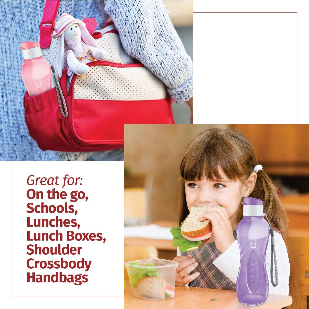 Water Bottle Kids Reusable Leakproof 17 Oz 4-Pack Plastic Wide Mouth Large Big Drink Bottle BPA & Leak Free with Handle Strap Carrier for Cycling Camping Hiking Gym Yoga