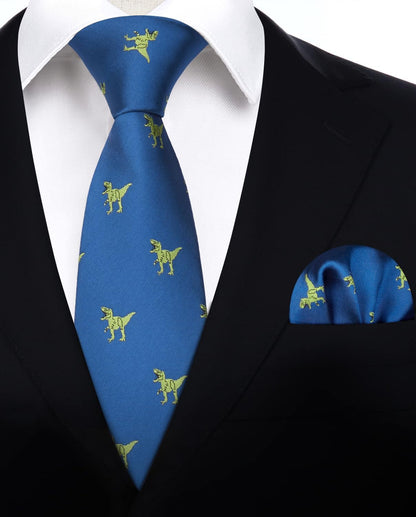 Ties for Men Classic Animal Tie and Pocket Square Set Jacquard Woven Silk Neckties Handkerchief Wedding Party