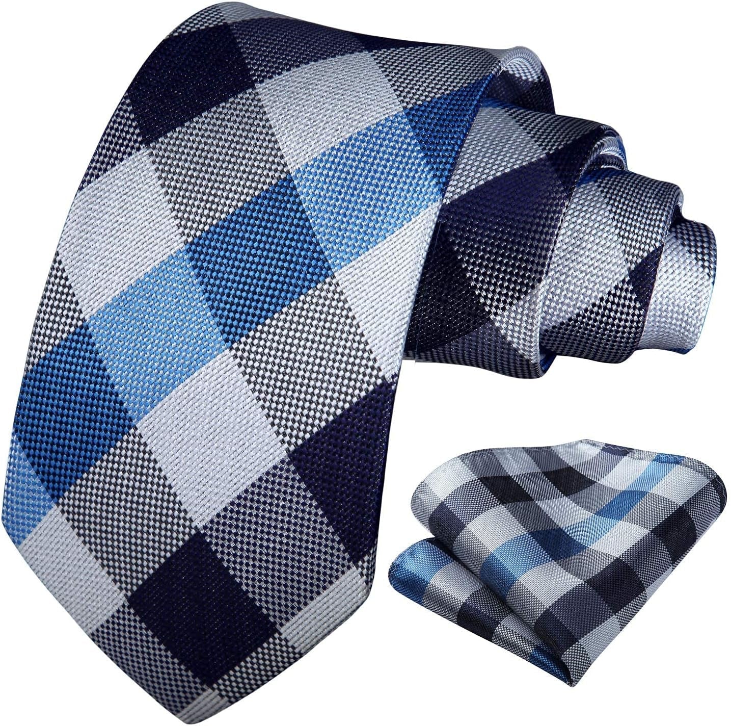 Ties for Men Formal Business Plaid Checked Mens Ties and Pocket Square Set Classic Wedding Necktie Handkerchief