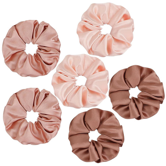 Soft Satin Scrunchies for Women, Non Slip, No Damage Scrunchies Hair Ties, Pack of 6