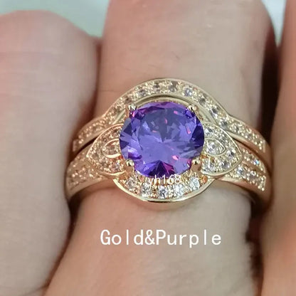 Women's Fashion 18K Gold Plated&925 Silver Plated&14K Rose Gold Plated Bridal  Jewelry White Sapphire Wedding Engagement Ring