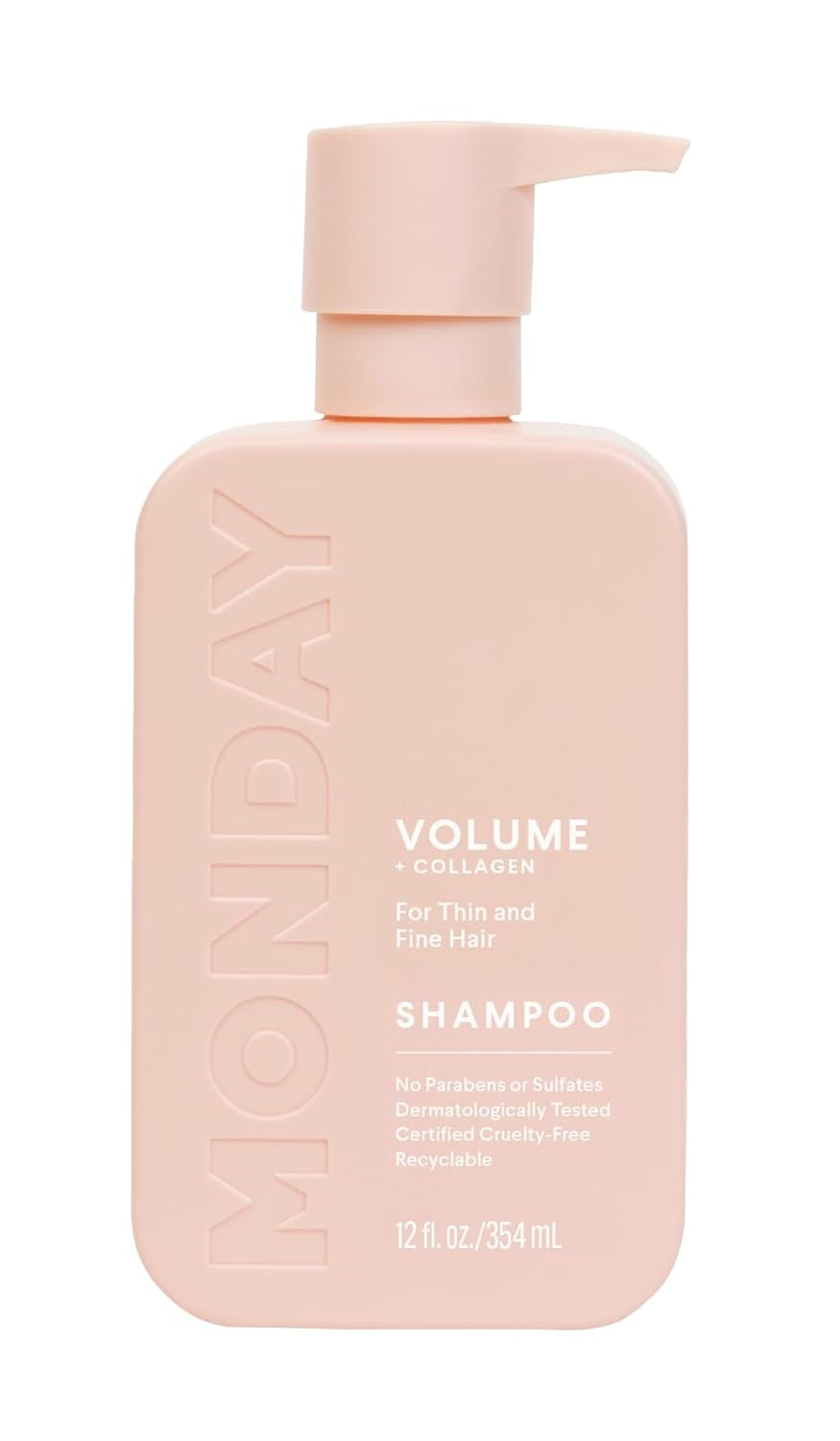 Volume Shampoo 12Oz for Thin, Fine, and Oily Hair, Made from Coconut Oil, Ginger Extract, & Vitamin E, 100% Recyclable Bottles (354Ml), Pink (10428)