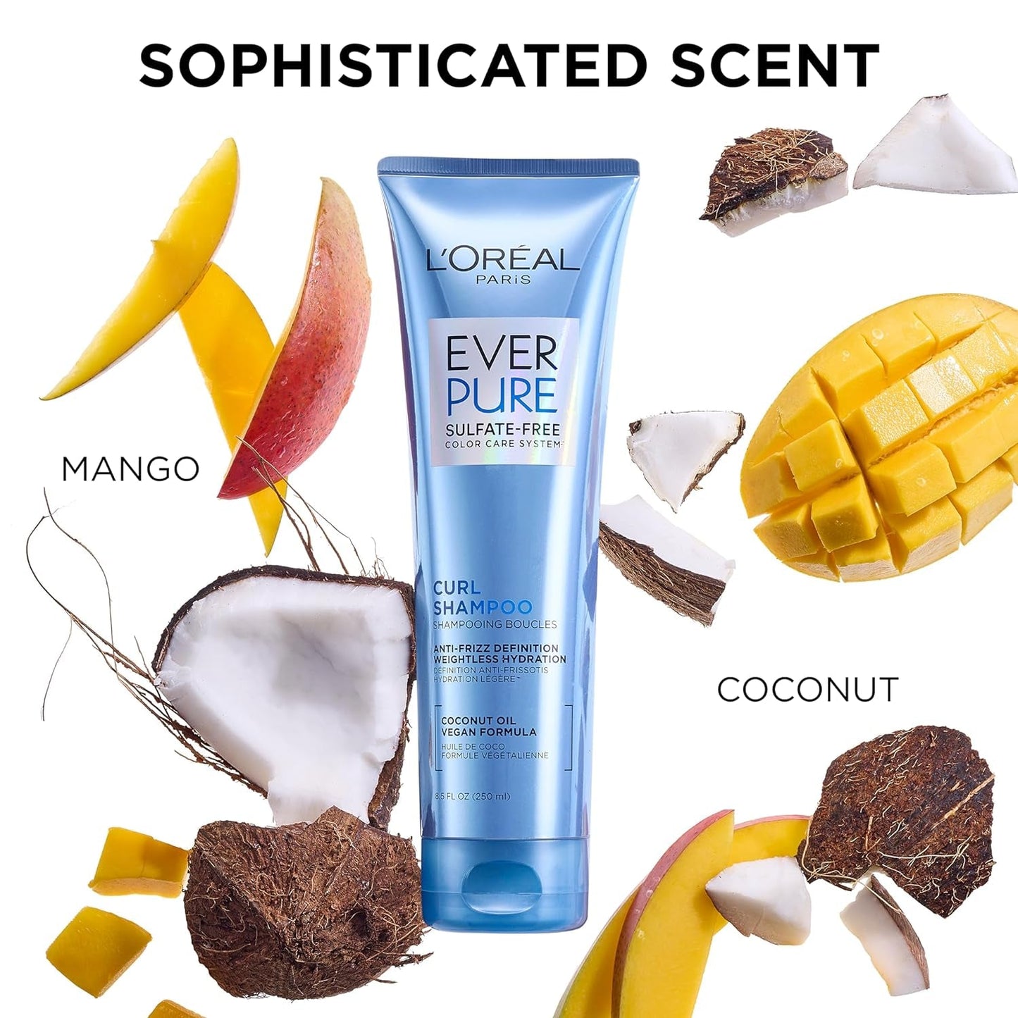 Sulfate Free Shampoo and Conditioner for Curly Hair, Lightweight, Anti-Frizz Hair Care with Coconut Oil, Everpure, 8.5 Fl Oz, Set of 2 (Packaging May Vary)