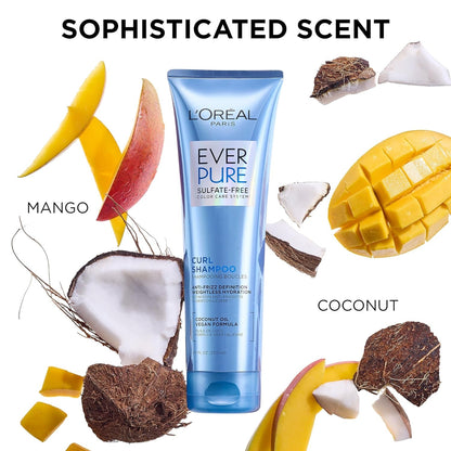 Sulfate Free Shampoo and Conditioner for Curly Hair, Lightweight, Anti-Frizz Hair Care with Coconut Oil, Everpure, 8.5 Fl Oz, Set of 2 (Packaging May Vary)