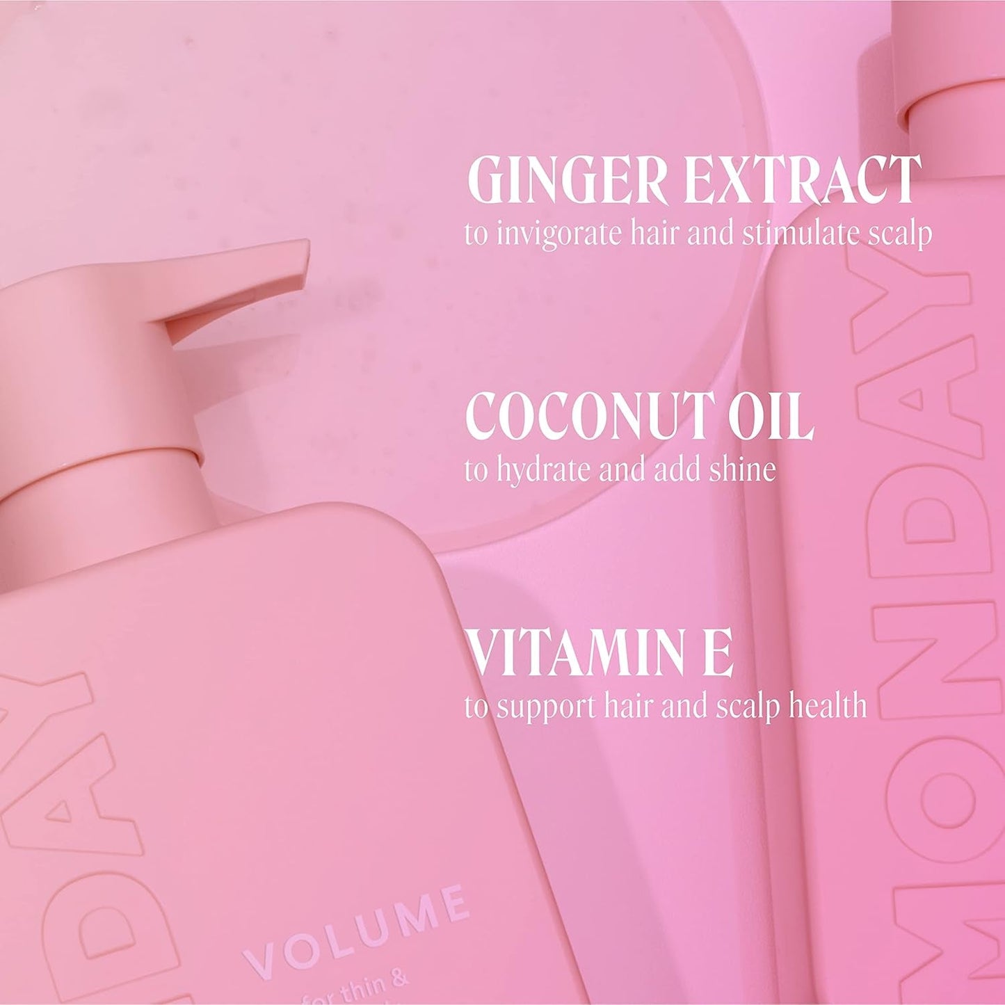Volume Shampoo 12Oz for Thin, Fine, and Oily Hair, Made from Coconut Oil, Ginger Extract, & Vitamin E, 100% Recyclable Bottles (354Ml), Pink (10428)