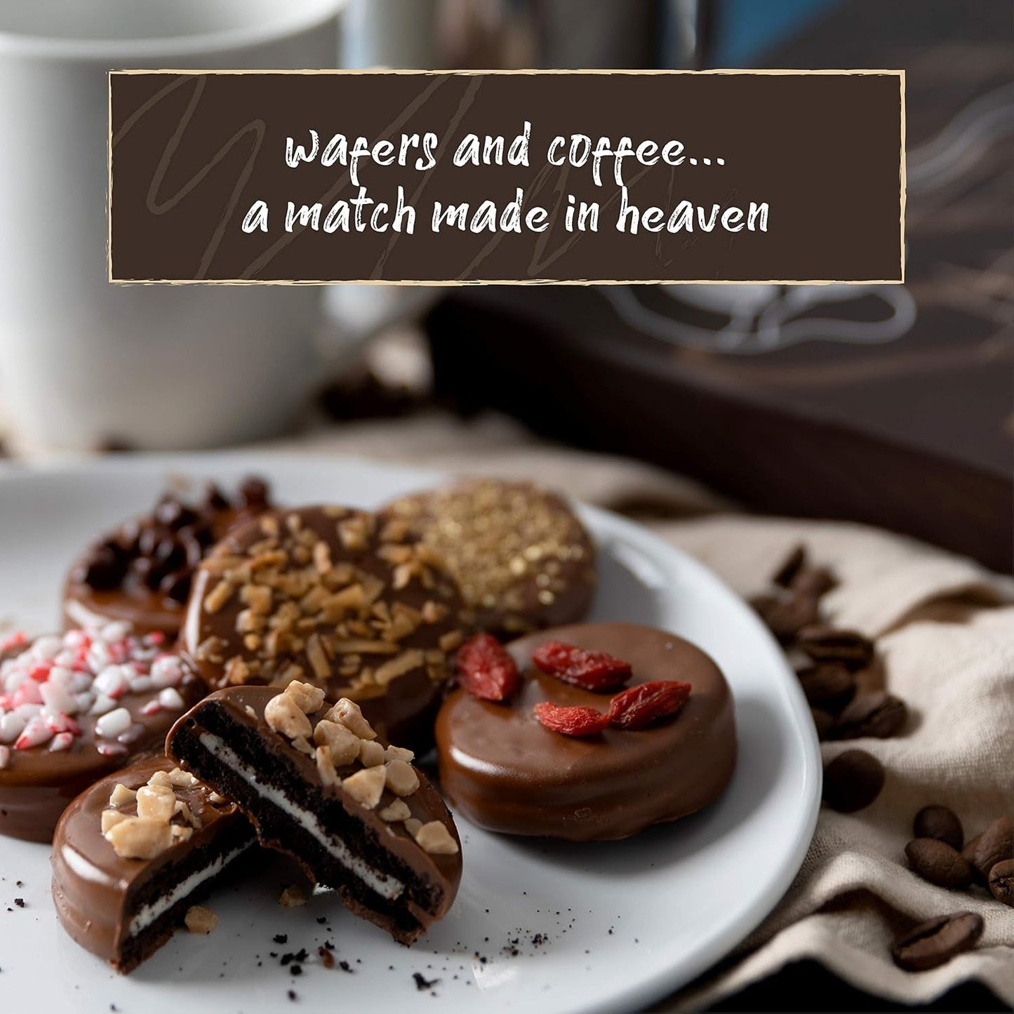 25 Valentines Chocolate Covered Cookies Gift Basket, Gourmet Candy Gift Box for Food Delivery, Cookie Gifts for Men Women Kids and Friends