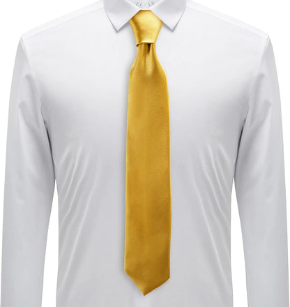 Solid Satin Tie Pure Color Necktie Mens Ties + Gift Box