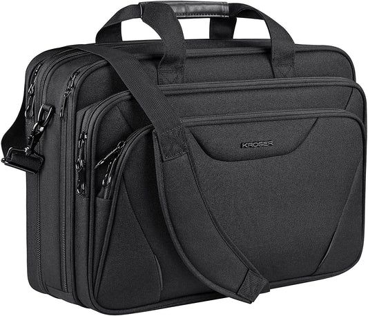 Laptop Bag Premium Laptop Briefcase Fits up to 17.3 Inch Laptop Expandable Water-Repellent Shoulder Messenger Bag Computer Bag for Travel/Business/Men/Women-Black