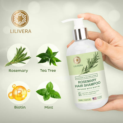 Rosemary Hair Growth Shampoo for Hair Loss, Thinning Hair for Men and Women - Mint Strengthening Shampoo with Tea Tree Oil Bition - 11.8 Fl. Oz