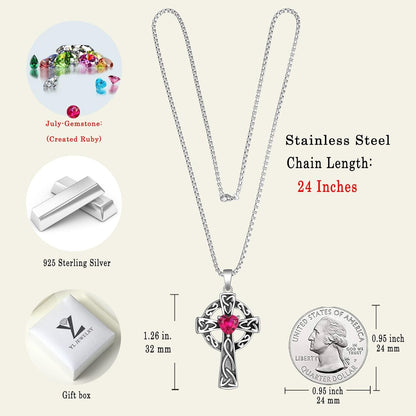 Women'S Cross Pendant Necklace Sterling Silver Celtic Knot Filigree Infinity Cubic Zirconia Crucifix Jewelry