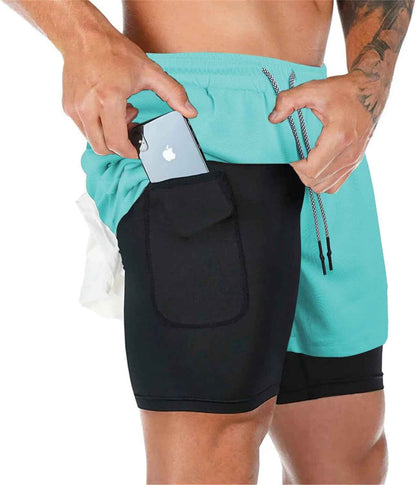 Mens Running Shorts，Workout Running Shorts for Men，2-In-1 Stealth Shorts，7-Inch Gym Yoga Outdoor Sports Shorts