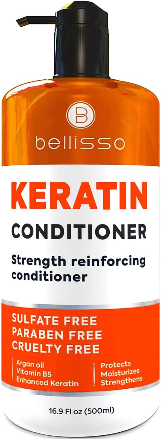 Keratin Conditioner – Sulfate and Paraben Free Deep Treatment for Dry, Damaged Hair - Salon Formula - for Curly, Color Treated, Straight and Frizzy Hair – for Women and Men to Repair Split Ends