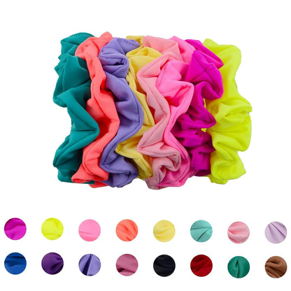 Waterproof Neon Scrunchies Gym Scrunchie - Water-Resistant Hair Ties Pool Scrunchie 16 Colors Elastic Hair Bands Ponytail Holder Beach Scrunchies, Party Size Scrunchie, Hair Tie for Women