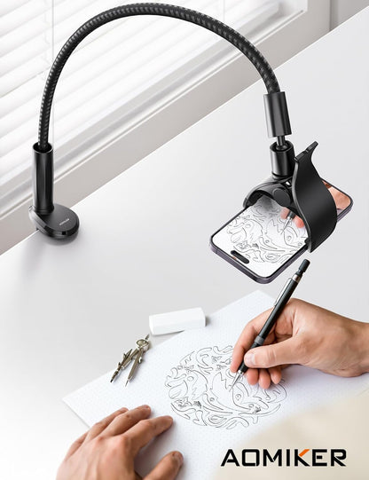 Gooseneck Phone Holder for Bed - [2025 Upgrade Nylon Braid] 38” Long Flexible Lazy Arm Clip, 360 Adjustable Overhead Phone Mount for Iphone 15 14 13 12 11 Pro Max Mini Plus, All 4-7" Cellphone