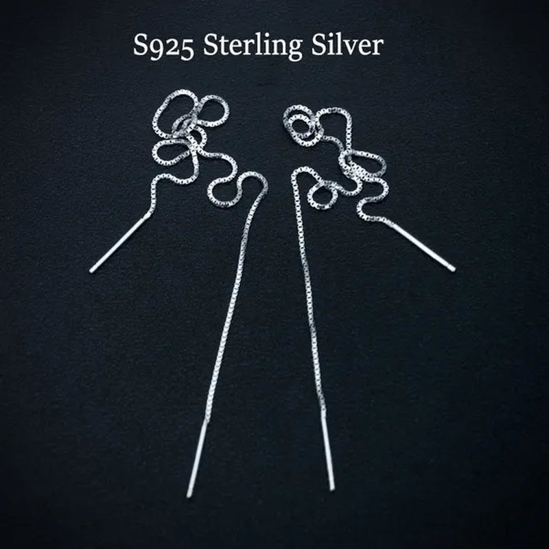 Minimalist Women's Earline Earrings silver-plated Long Chain Earrings, Women's Exquisite Silver Bar Earrings Valentine's Day Gift Engagement Wedding Earrings Gift Jewelry